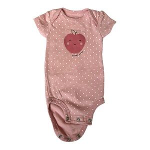 Carter’s Pink “Super Cute” Polka Dot Baby Onesie with Apple